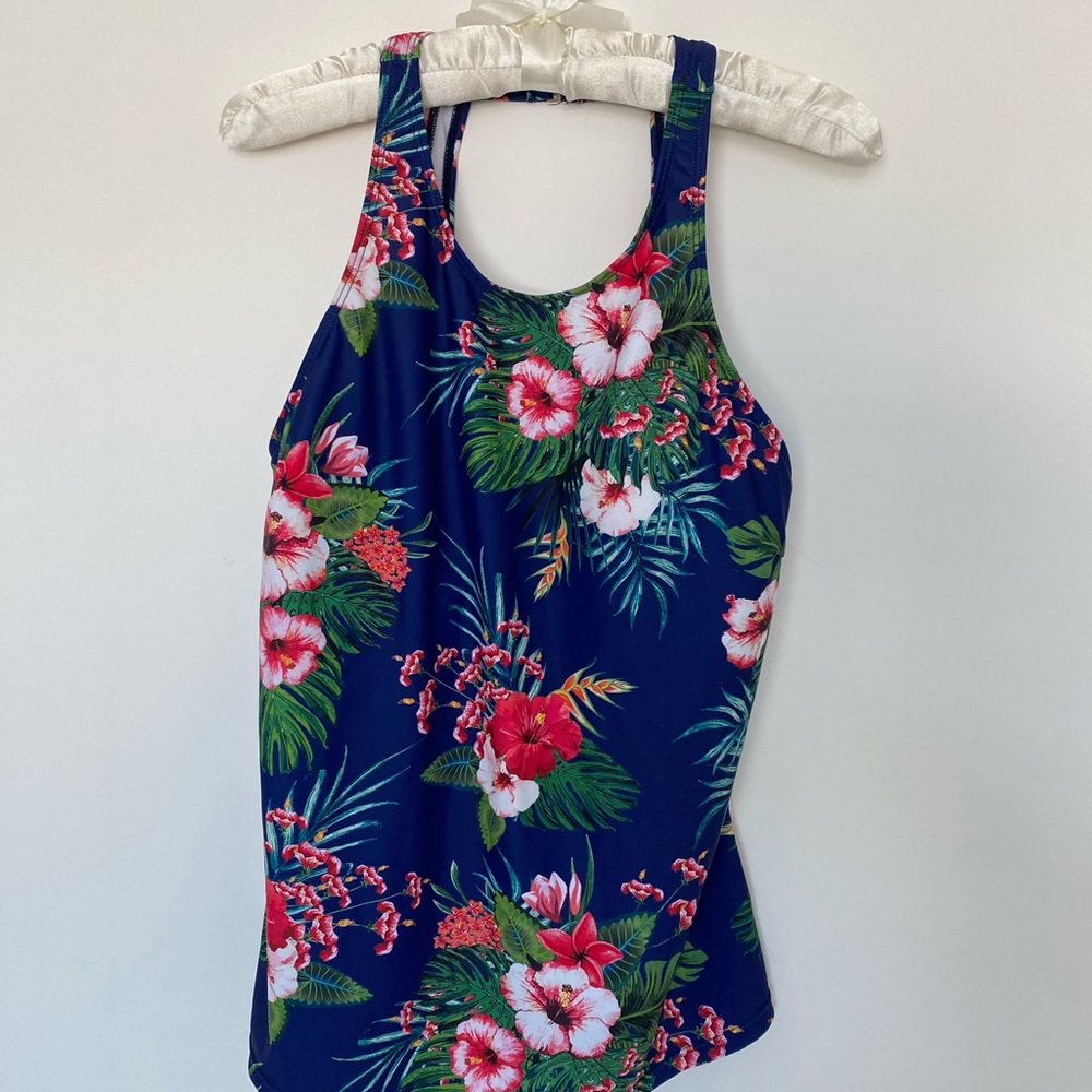 Blue Floral Tankini Size Large